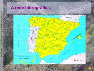 A rede hidrográfica.
DIVERSIDADE HÍDRICA E BIOXEOGRÁFICA




                                                                               4
                                                             Henrique Hervés
                                                                               4
 