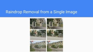 Raindrop Removal from a Single Image
 