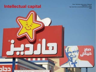Flickr. Fast food culture shock. Retrieved
September 11, 2011:
http://www.flickr.com/photos/downtempo/29996
4569/
Intellectual capital
 
