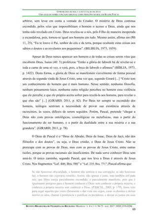 O PROBLEMA DO MAL E A OCULTAÇÃO DE DEUS: UMA ANÁLISE SOBREO PECADO ...
