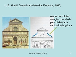 L. B. Alberti, Santa Maria Novella, Florença, 1460,

Aletas ou volutas,
solução concebida
para disfarçar a
verticalidade gótica

Curso de Turismo, HCA, Módulo 5

17/

 
