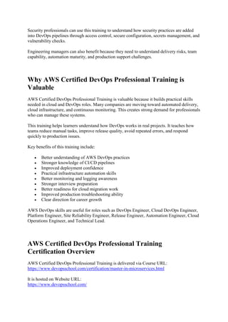 Comprehensive AWS Certified DevOps Professional Training Guide for ...