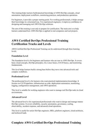 Comprehensive AWS Certified DevOps Professional Training Guide for ...