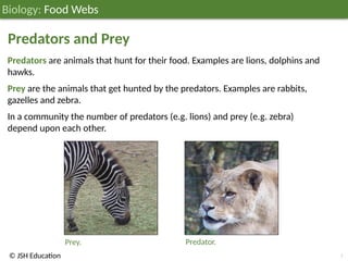 JSH03B005 Food Webs; Biology Education ages 11-14 | PPTX