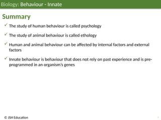JSH03B052 Behaviour - Innate; Biology Education ages 11-14 | PPTX