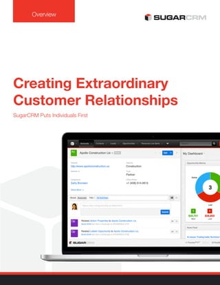 Overview
Creating Extraordinary
Customer Relationships
SugarCRM Puts Individuals First
 