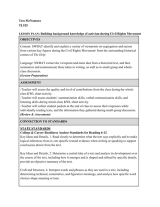 Swbat Lesson Plan Lesson Plan 2 - Building Background Knowledge | PDF