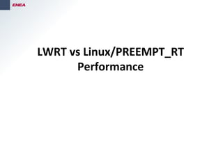 LWRT vs Linux/PREEMPT_RT
Performance
 