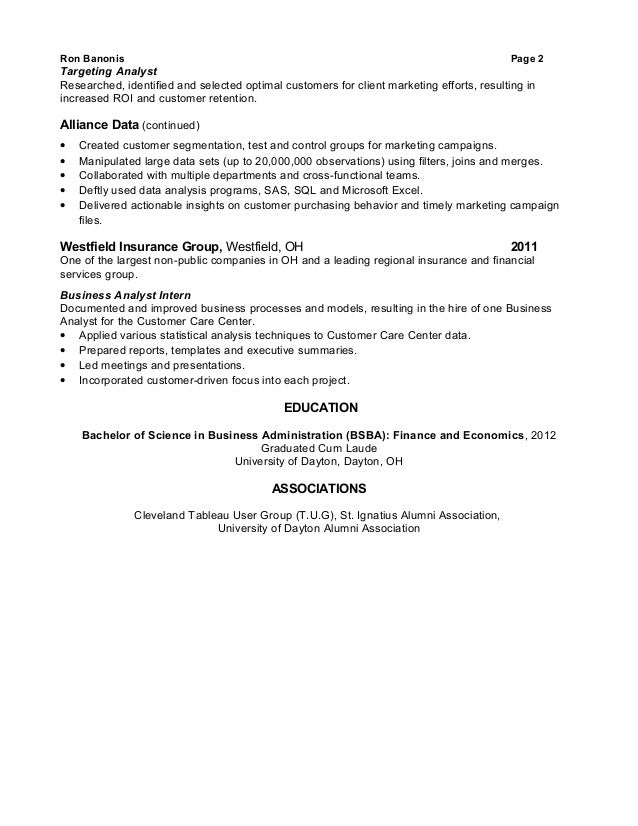 resume for analyst