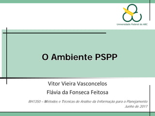 O Ambiente PSPP
Vitor Vieira Vasconcelos
Flávia da Fonseca Feitosa
BH1350 – Métodos e Técnicas de Análise da Informação para o Planejamento
Junho de 2017
 