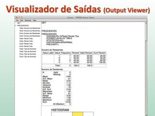 Primeiras análises no SPSS
1. Selecione Histogramas e peça para mostra a curva normal
2. Clique em “Continuar” e depois em “Gráficos”
 