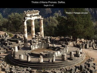 Tholos d’Atena Pronaia. Delfos.
Segle IV aC
Tholos = Temple circular
 