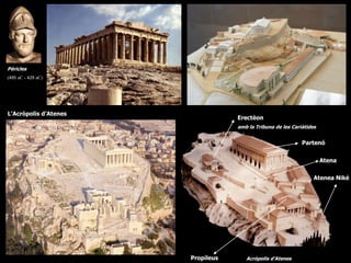 Pèricles
(495 aC - 429 aC)
L’Acròpolis d’Atenes
Atena
Atenea Niké
Propíleus
Erectèon
amb la Tribuna de les Cariàtides
Partenó
Acròpolis d’Atenes
 