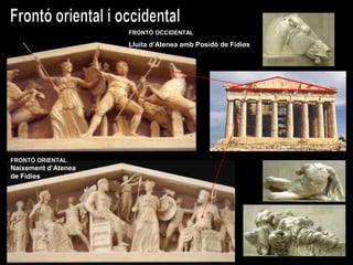 FRONTÓ ORIENTAL
Naixement d’Atenea
de Fídies
FRONTÓ OCCIDENTAL
Lluita d’Atenea amb Posidó de Fídies
 