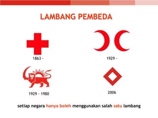 LAMBANG PEMBEDA
setiap negara hanya boleh menggunakan salah satu lambang
1863 - 1929 -
1929 - 1980 2006
 