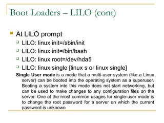 Lilo Addressable System Booting Process in Linux or Unix Operating Systems | PPTX