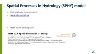 Sphy Modeling DSD-INT 2017 Application of the SPHY model for the Ganga basin and ...
