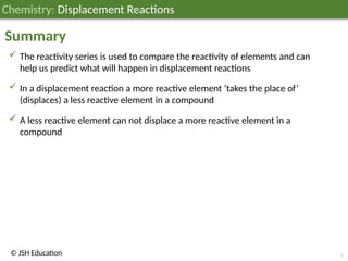 Comparing Reactivity JSH03C023 Displacement Reactions; Chemistry Education ages 11-14 | PPTX