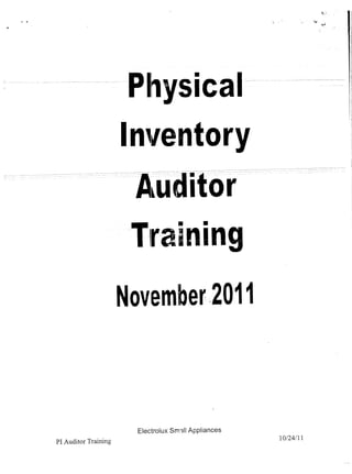 Physical Inventory Auditor Training
