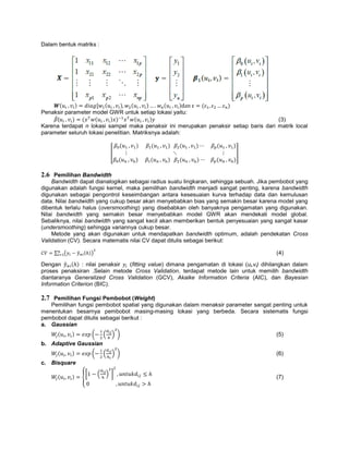 PENDEKATAN GWR (GEOGRAPHICALLY WEIGHTED REGRESSION) | PDF