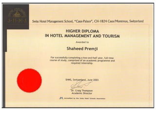 Higher Diploma in Hotel and Tourism Management
