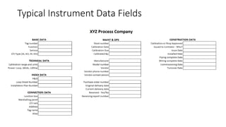 Typical Instrument Data Fields
 