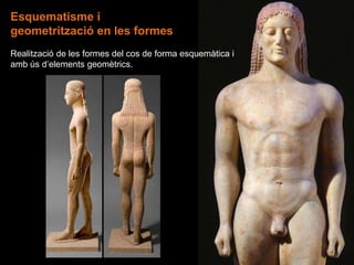 Esquematisme i
geometrització en les formes
Realització de les formes del cos de forma esquemàtica i
amb ús d’elements geomètrics.
 