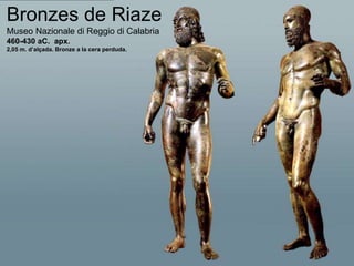 Bronzes de Riaze
Museo Nazionale di Reggio di Calabria
460-430 aC. apx.
2,05 m. d’alçada. Bronze a la cera perduda.
 