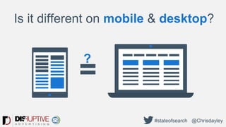 Is it different on mobile & desktop?
=
?
#stateofsearch @Chrisdayley
 
