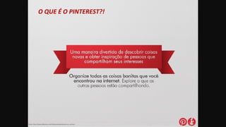 O QUE É O PINTEREST?!




Fonte: http://www.slideshare.net/mkbusiness/pinterest-voc-conhece
 