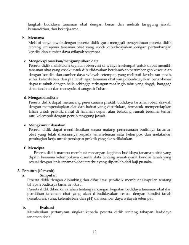 Contoh Soal Budidaya Tanaman Obat Kls 7