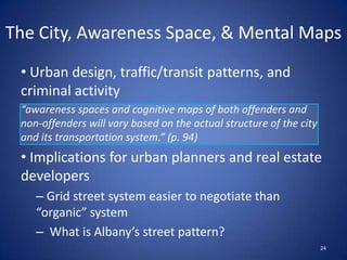 Environmental CriminologyBased in human and social ecology Understand crime, criminality and victimization by examining the physicality in which crimes occurDeterminants of crime: law, offenders, targets, and placesReduce crime opportunities by manipulating space  and place20Paul and Patricia BrantinghamBrantingham, P. J. & Brantingham, P. L. (1991). Environmental Criminology. Prospect Heights, IL: Waveland Press.