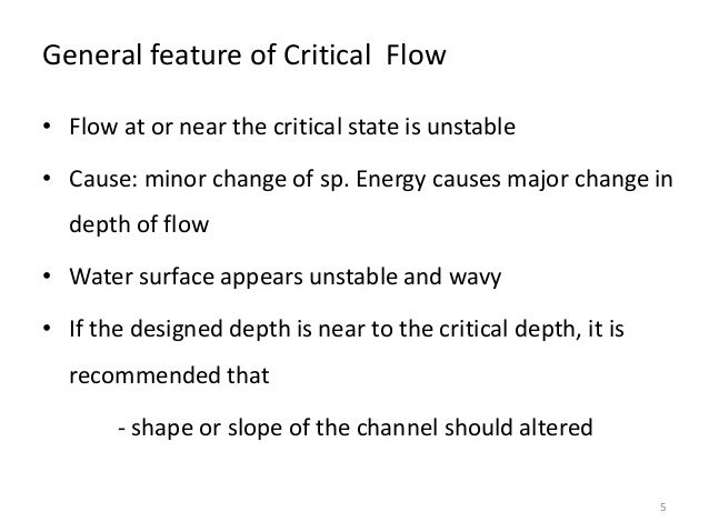 Critical flow through an Open channel