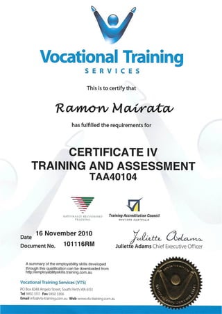Certificate IV Training & Assessment