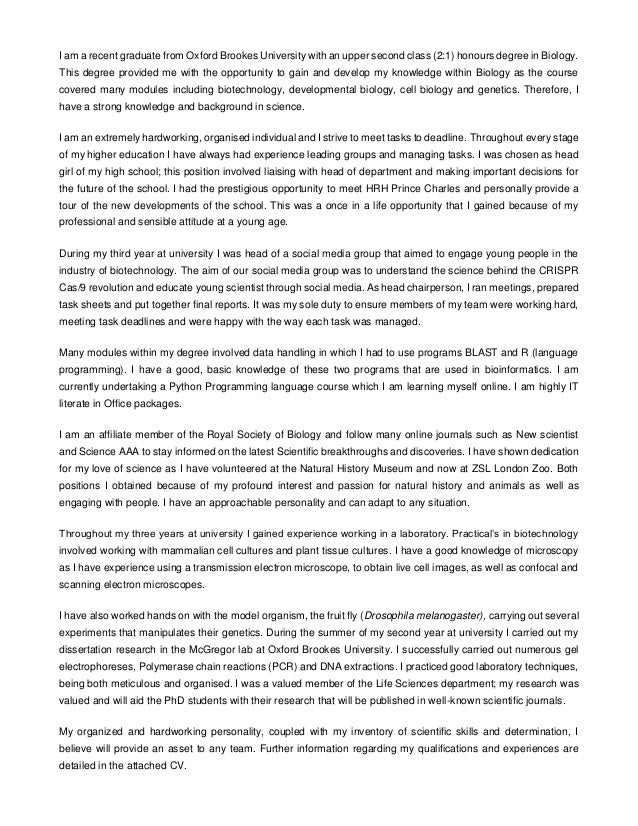 bioinformatics cover letter