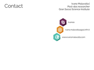 Contact
Ivano Malavolta |
Post-doc researcher
Gran Sasso Science Institute
iivanoo
ivano.malavolta@gssi.infn.it
www.ivanomalavolta.com
 