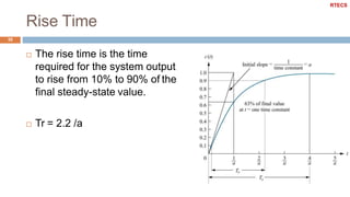 Rise Time
35
 The rise time is the time
required for the system output
to rise from 10% to 90% of the
final steady-state value.
 Tr = 2.2 /a
RTECS
 