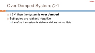 Over Damped System: ζ>1
53
 If ζ>1 then the system is over damped
 Both poles are real and negative
 therefore the system is stable and does not oscillate
RTECS
 