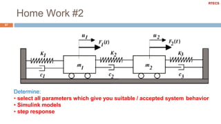 Home Work #2
67
RTECS
Determine:
• select all parameters which give you suitable / accepted system behavior
• Simulink models
• step response
 