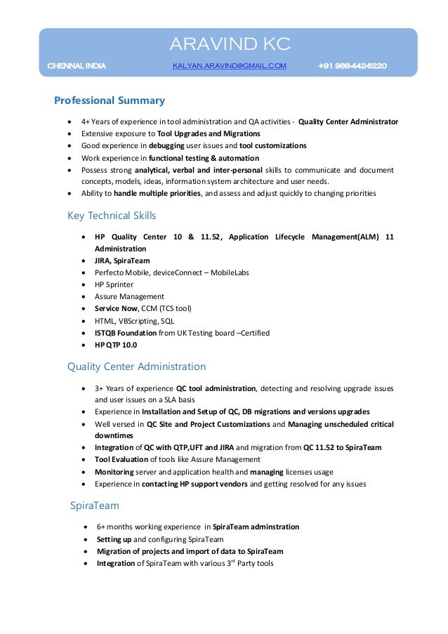 aravind kc hp qc administrator resume 11 dec 2015 hp resume