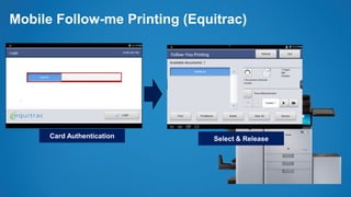 Mobile Follow-me Printing (Equitrac)
Card Authentication Select & Release
 