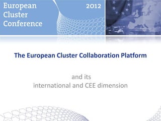 The European Cluster Collaboration Platform

                    and its
      international and CEE dimension
 