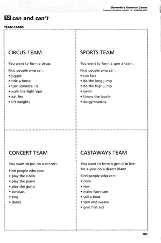 Elementary Grammar Games