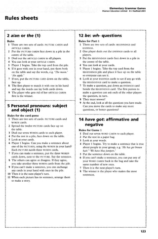 Elementary Grammar Games