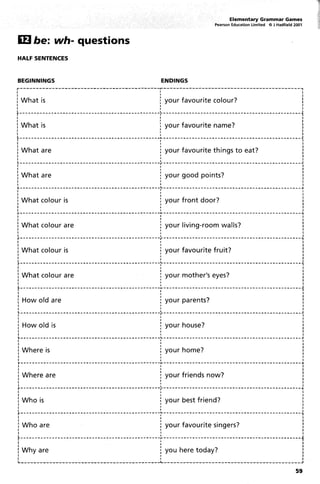 Elementary Grammar Games