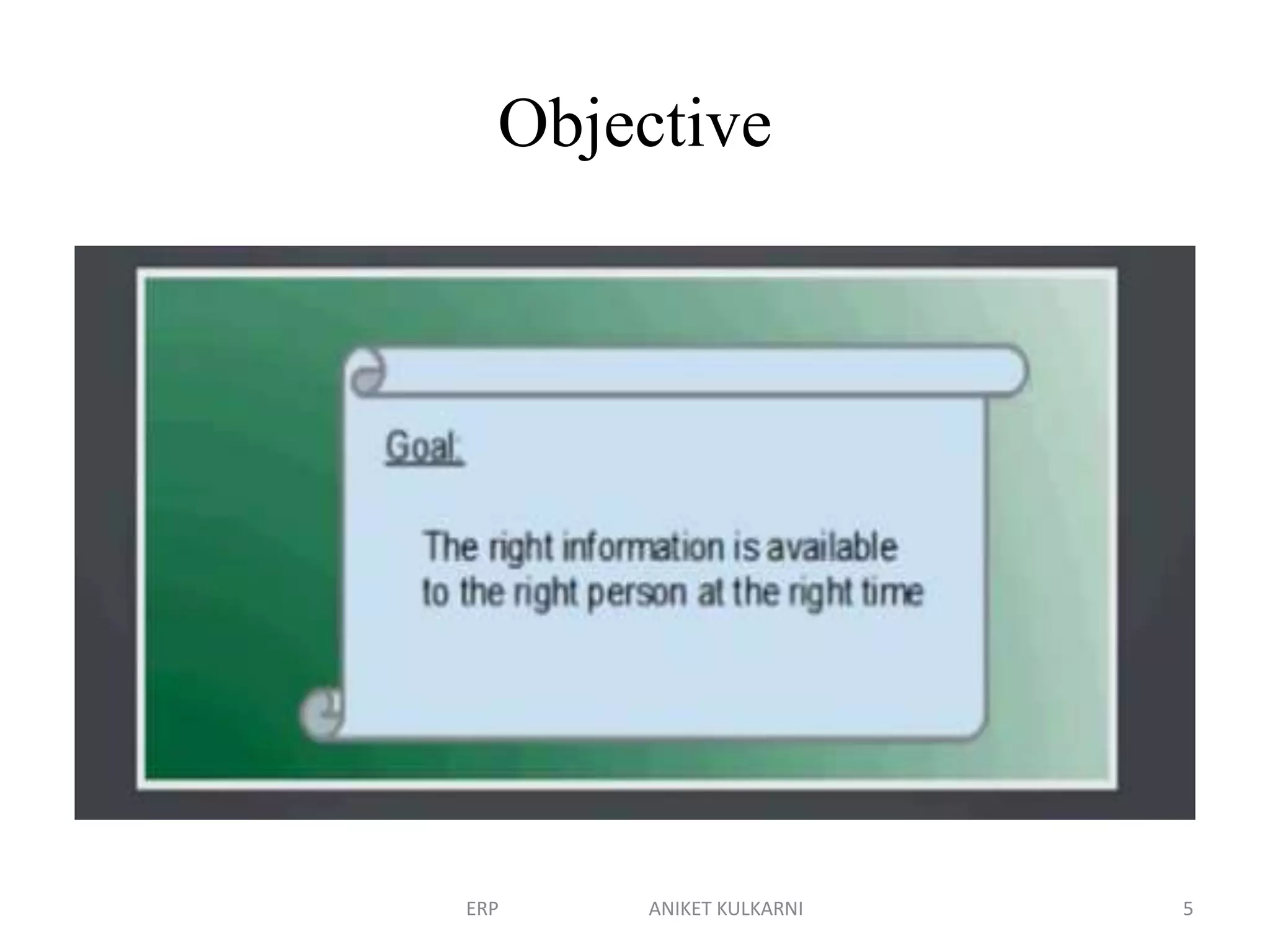 Objective
ERP ANIKET KULKARNI 5
 