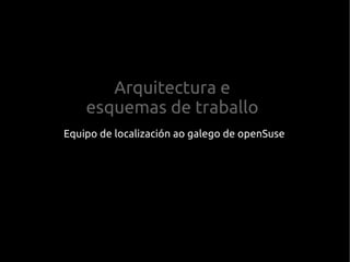 Arquitectura e
esquemas de traballo
Equipo de localización ao galego de openSuse
 