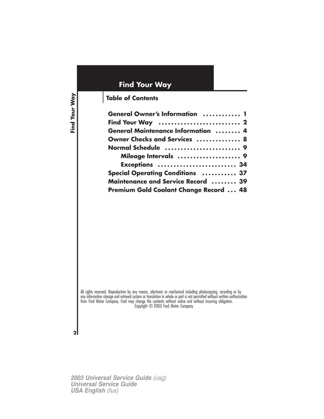 2003 Ford Explorer maintenance guide PDF