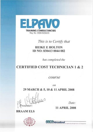 AACEI Certified Cost Technician
