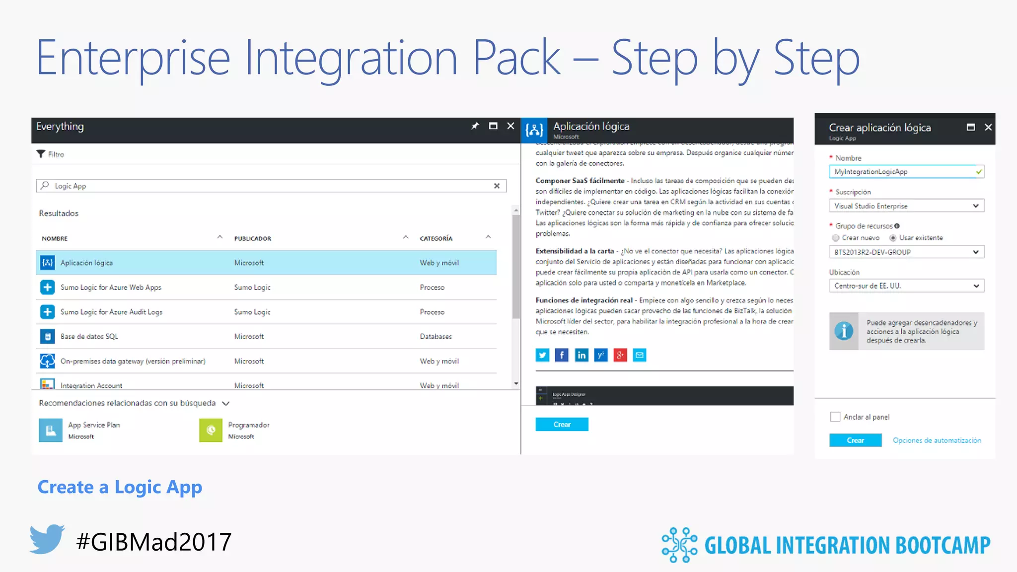 Enterprise Integration Pack – Step by Step
Create a Logic App
 